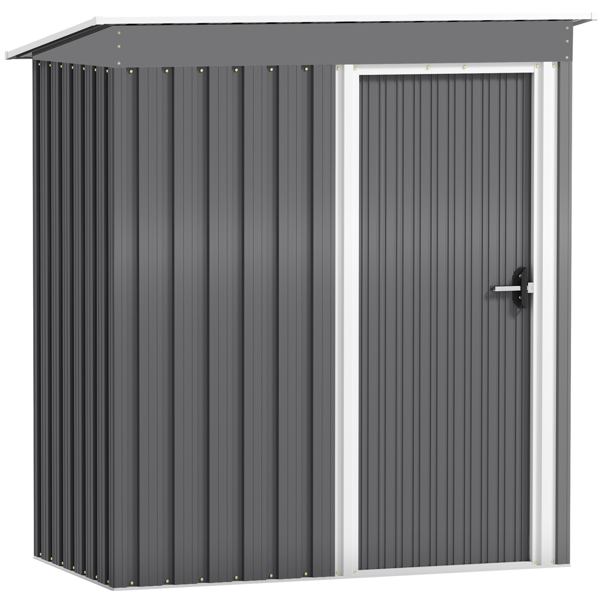 5 x 3ft Garden Storage Shed with Sliding Door and Sloped Roof Outdoor Equipment Tool, Light Grey