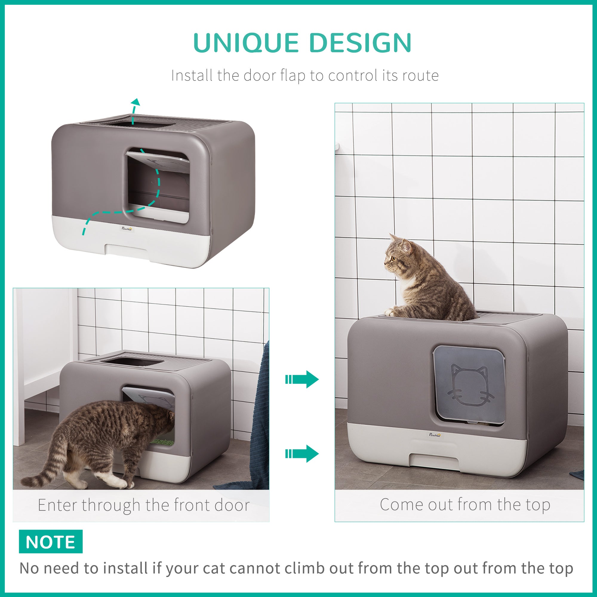 Cat Litter Box Portable Pet Toilet Fully Enclosed Kitten Pan with Scoop Purple