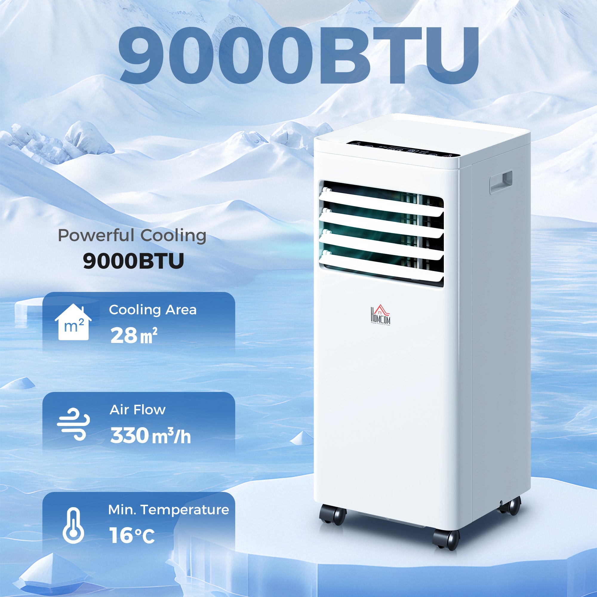 Portable Air Conditioner 9000 BTU, Air Conditioning Unit with Digital Display for Room up to 28㎡