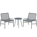 3 Piece Rattan Bistro Set, Outdoor Garden Furniture Set with 2 Chairs, Round Coffee Table for Patio, Balcony, Dark Grey