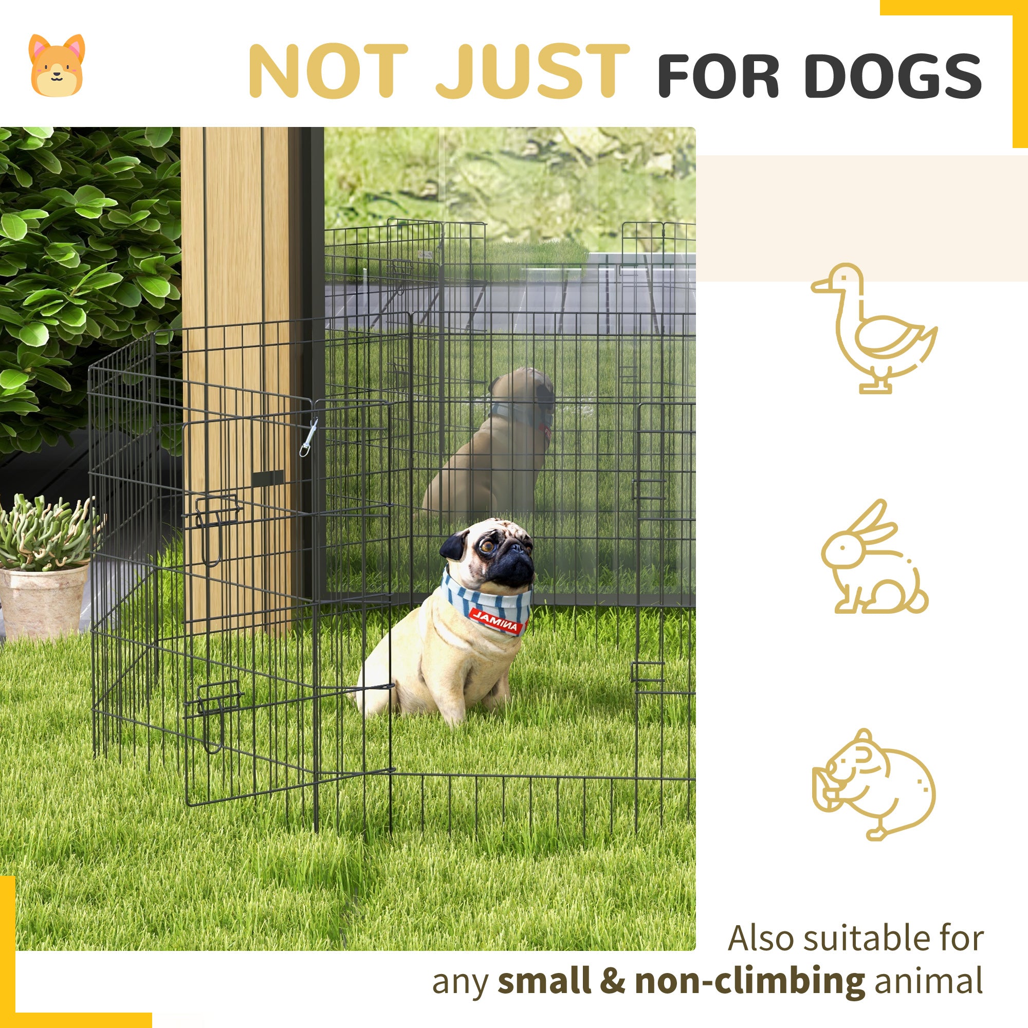 8 Panel DIY Dog Pen with Door, for Dogs, Small Animals, Indoor/Outdoor Use, 76cm High