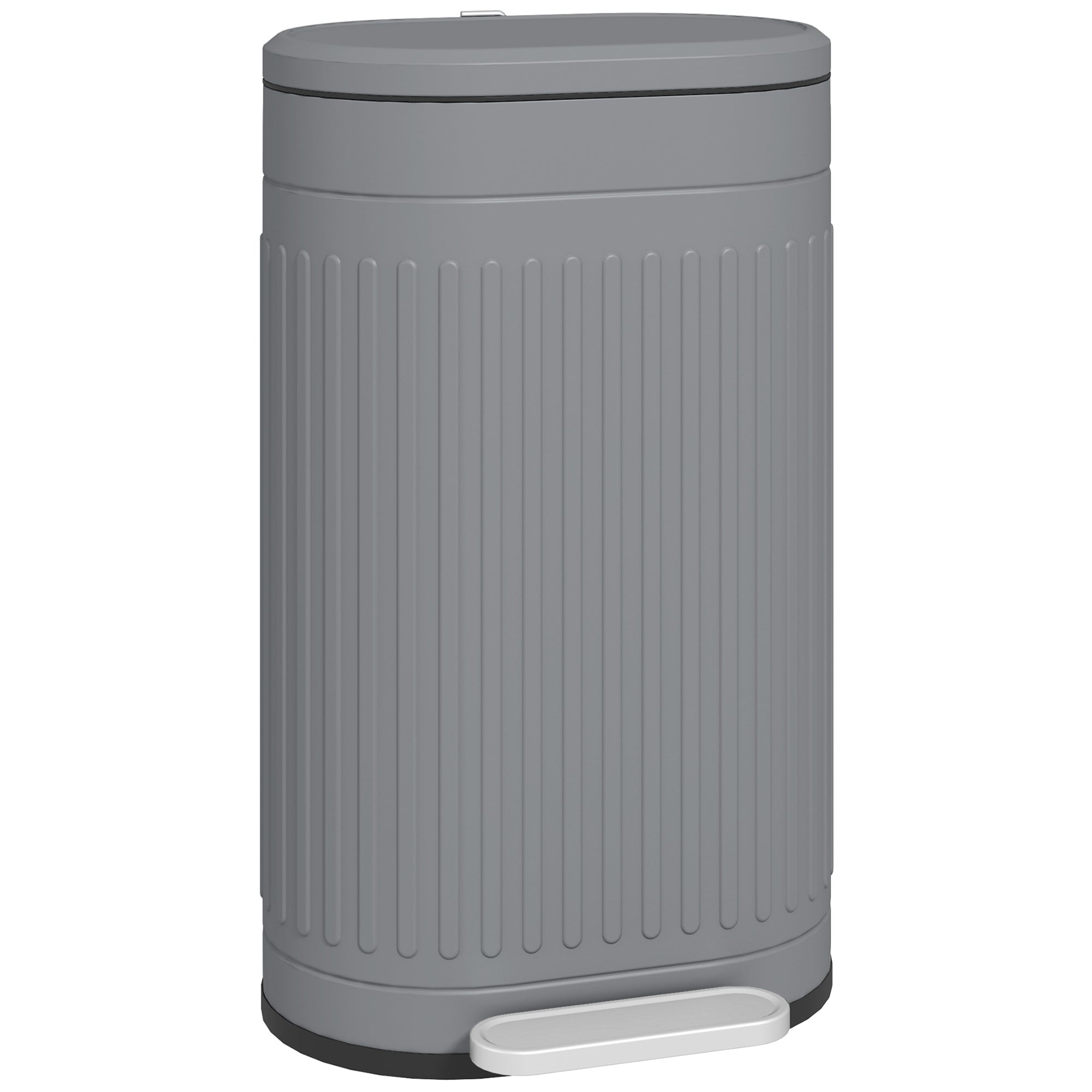 30 Litre Pedal Bin, Fingerprint Proof Kitchen Bin with Soft-close Lid, Metal Rubbish Bin with Foot Pedal and Removable Inner Bucket, Grey