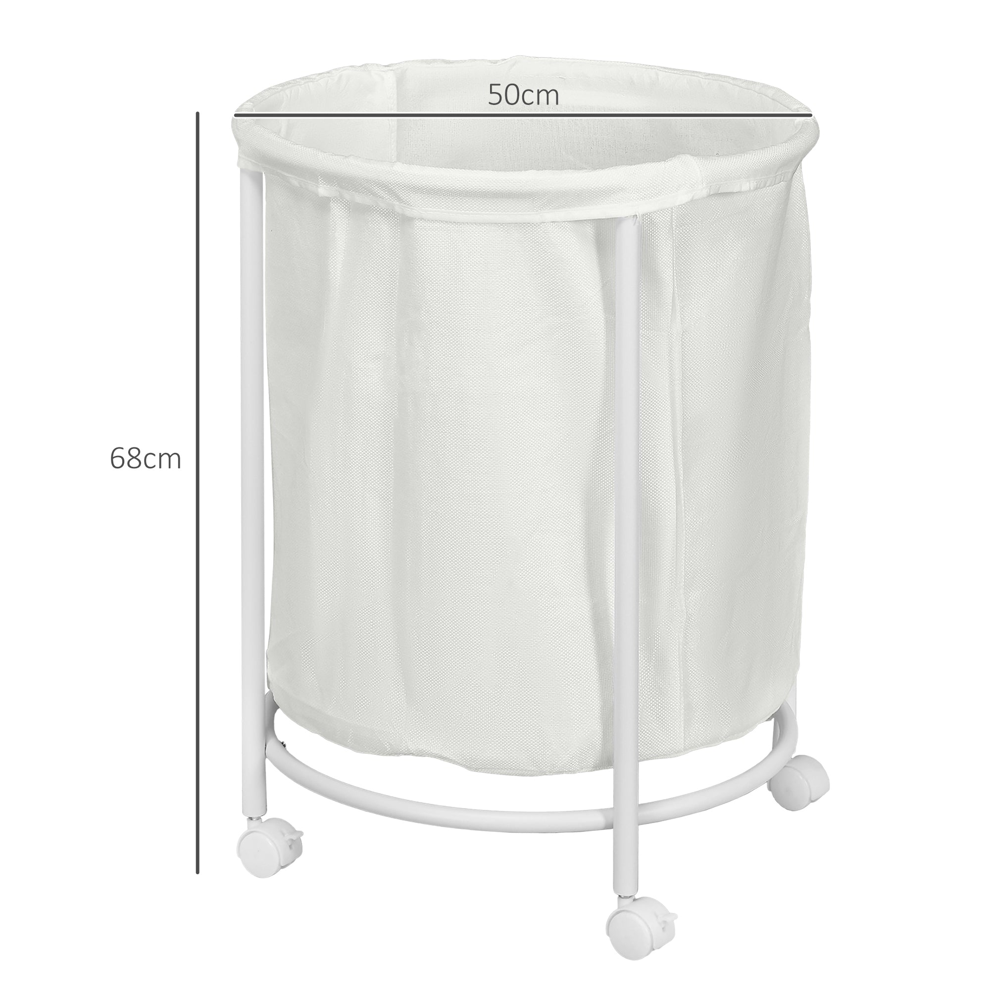 100L Steel Frame Laundry Bin, with Wheels - White