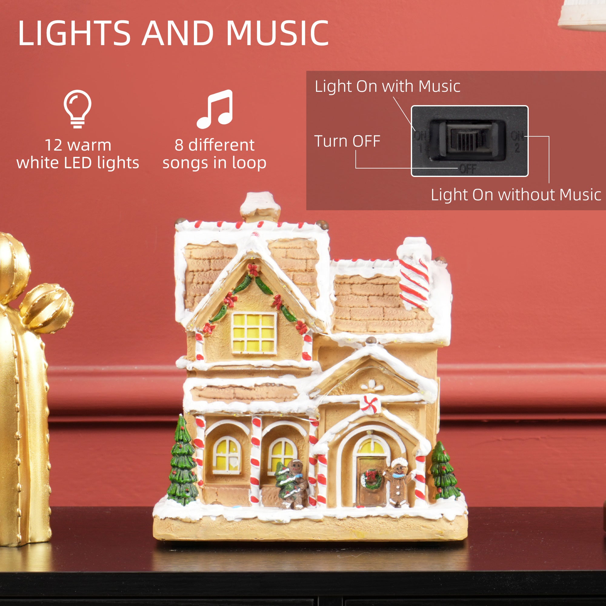 Gingerbread House Light & Music Christmas Decoration