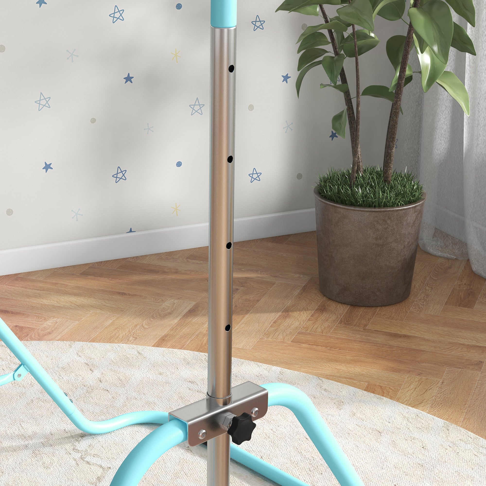 Adjustable Foldable Kids Gymnastic Bar with Horizontal Bars - Light Blue