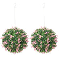 Set of 2 Artificial Plant Topiary Balls, UV-protected Fake Decorative Plants, Pink