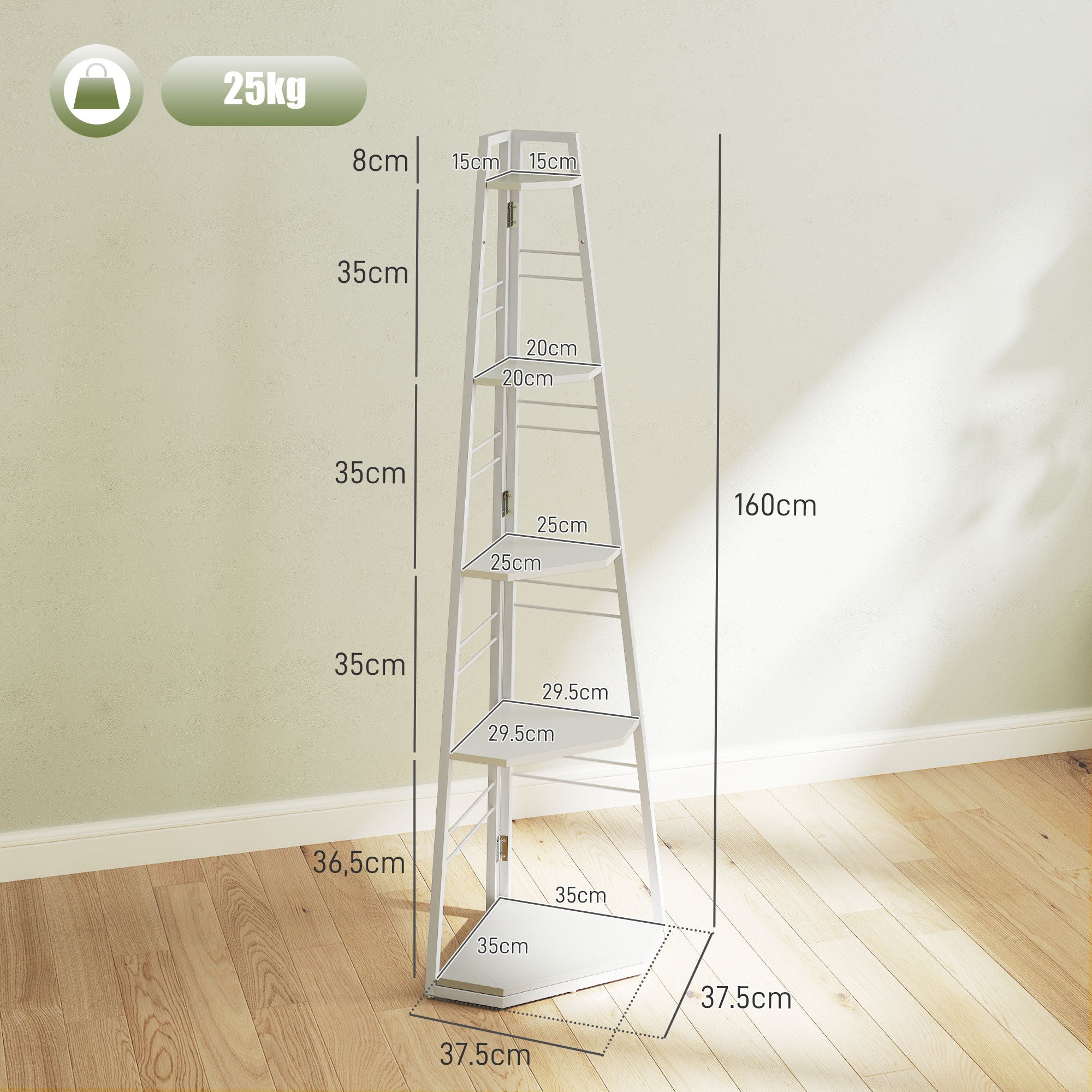 Five-Tier Corner Shelf - White