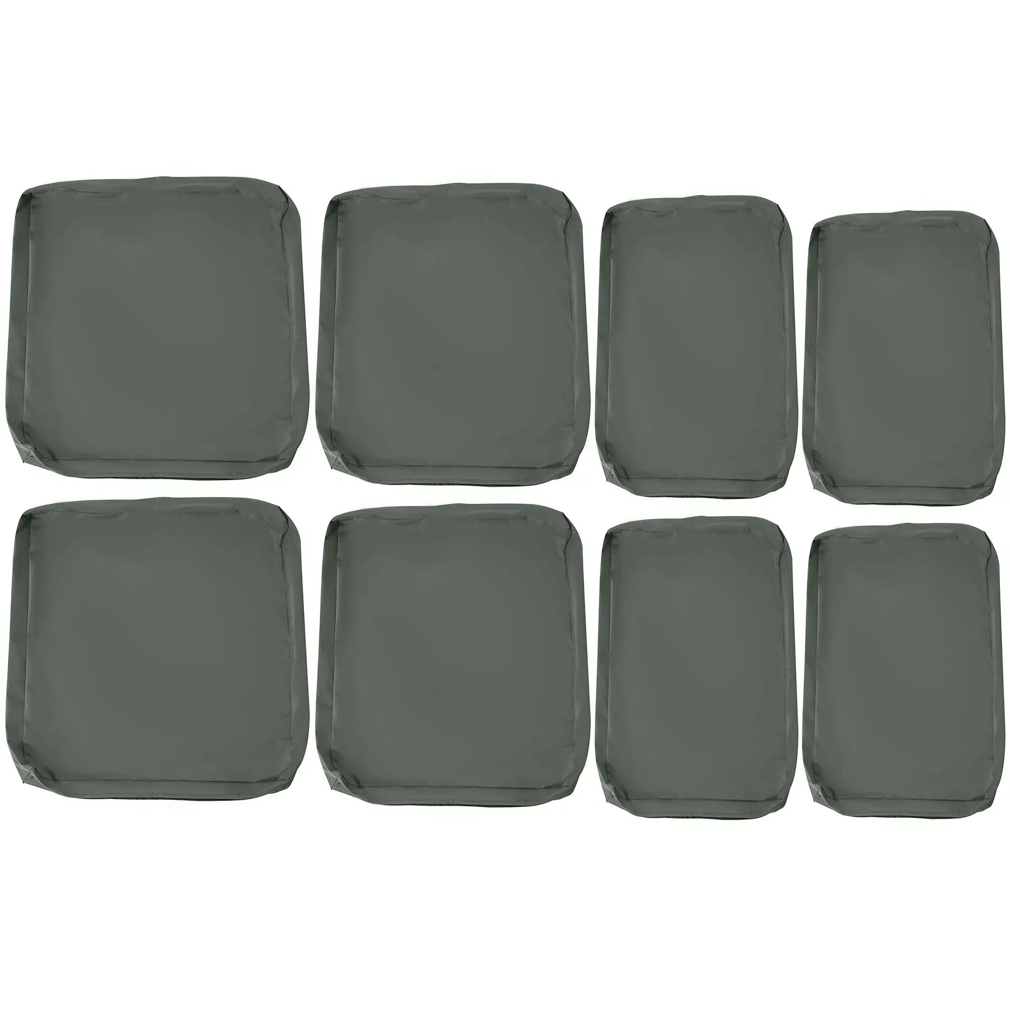 Set of 8 Polyester Outdoor Rattan Cushion Covers - Durable Waterproof