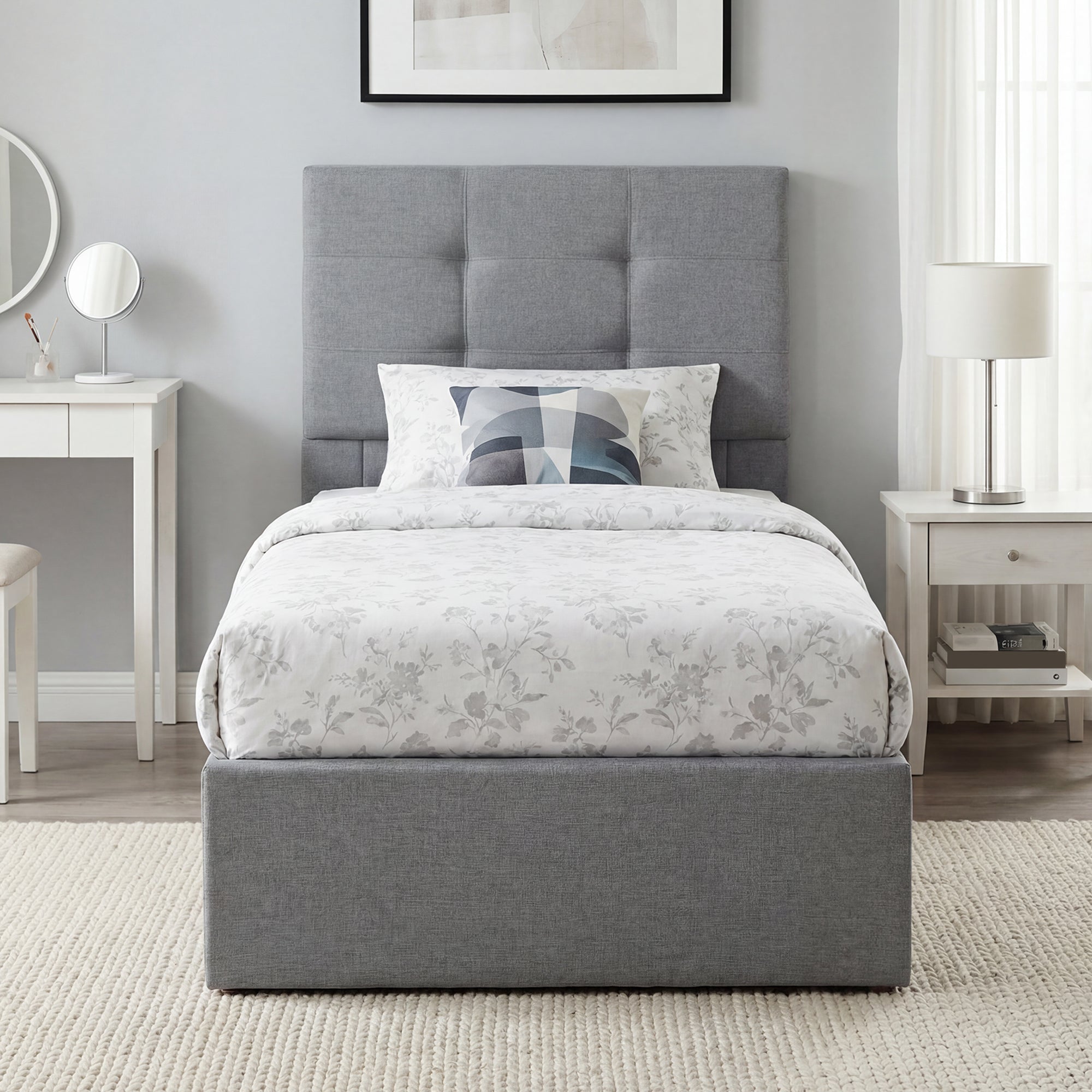 3ft Single Ottoman Bed with Gas Lift Storage - Grey