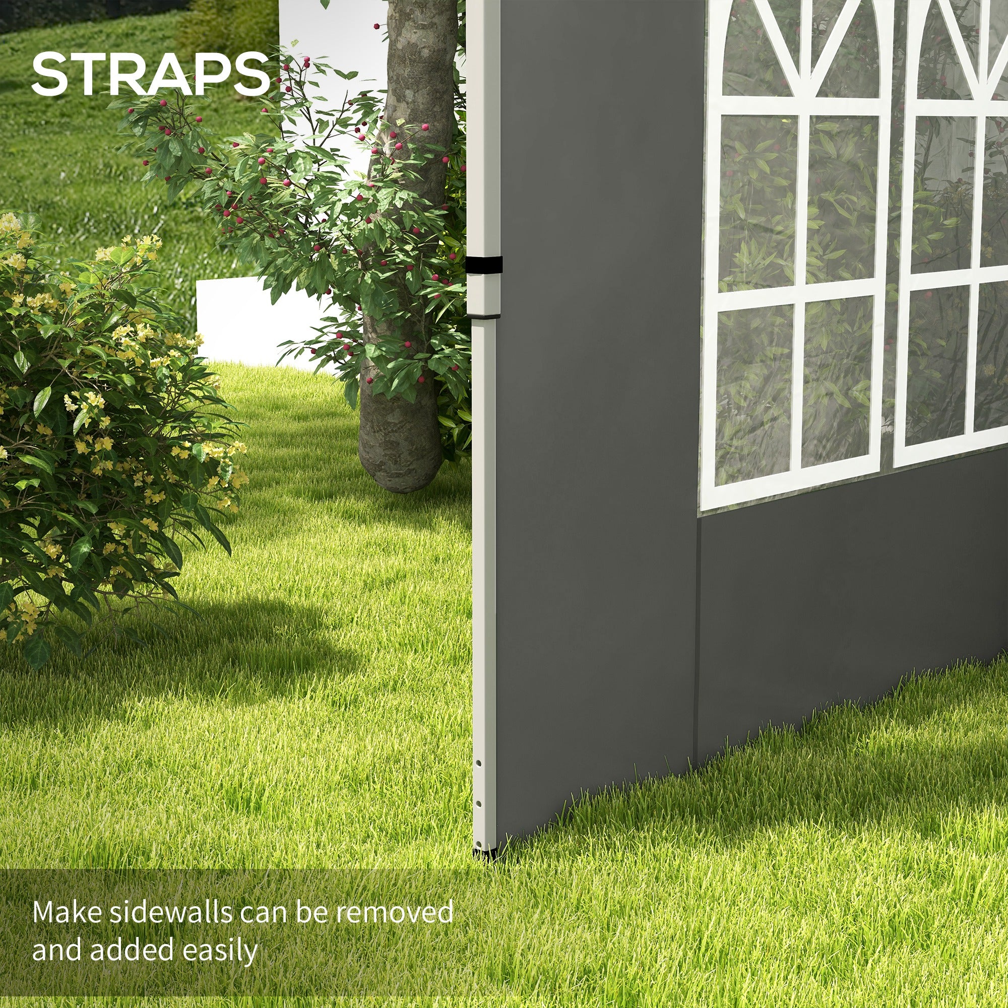 Gazebo Side Panels, Sides Replacement with Window for 3x3(m) or 3x4m Pop Up Gazebo, 2 Pack, Dark Grey