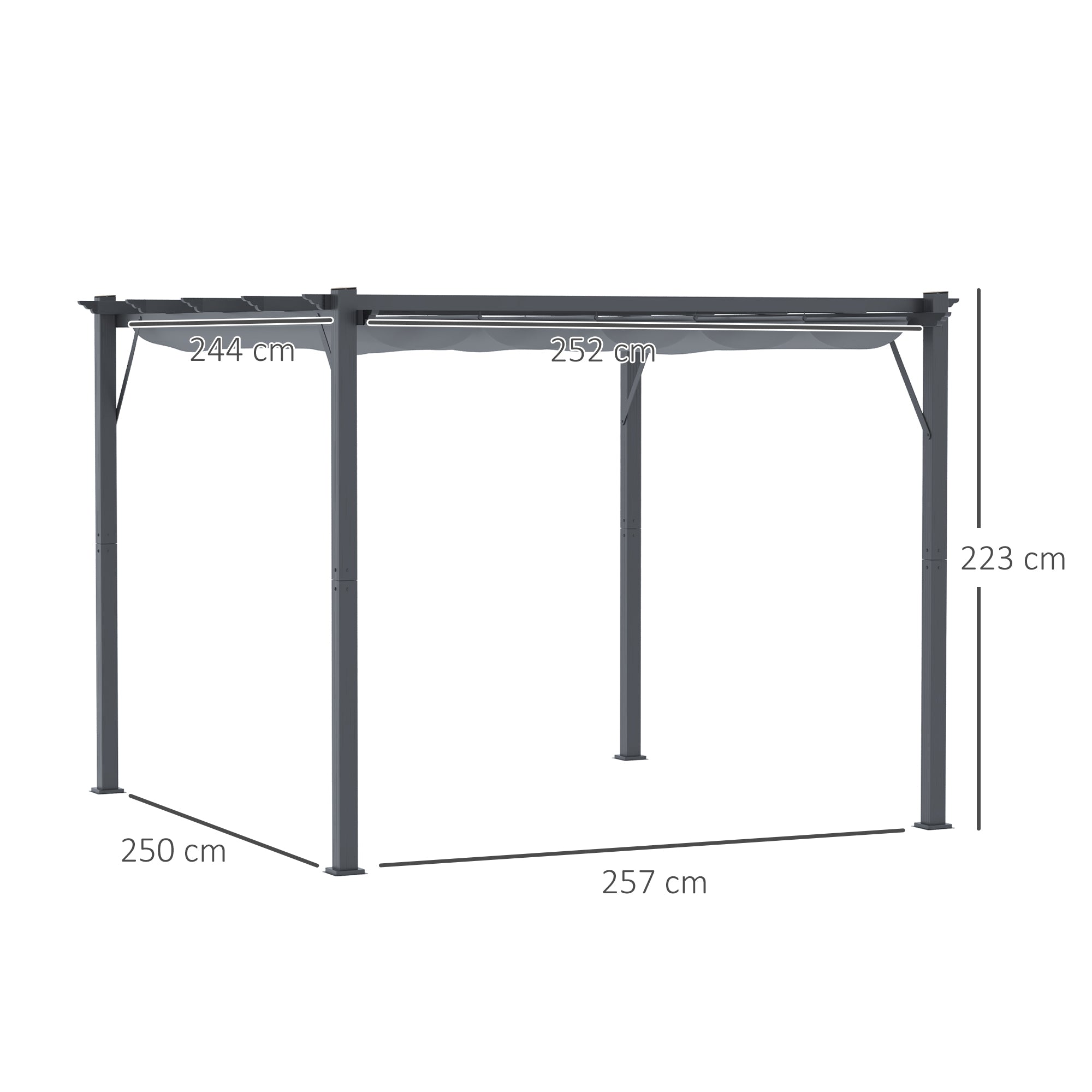 3 x 3 Metre Aluminium Gazebo with Retractable Roof - Grey
