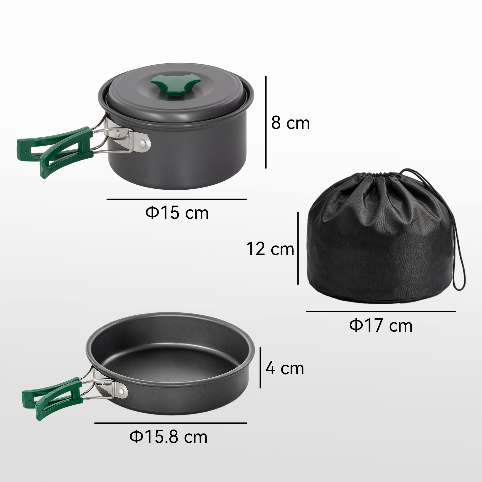 Camping Cookware Set, 8-Piece Ultralight Camping Cooking Kit with Anti-Scald Handles, Grey