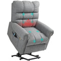 Power Lift Riser Recliner Chair with Heat, Massage & USB Ports - Grey Linen Look