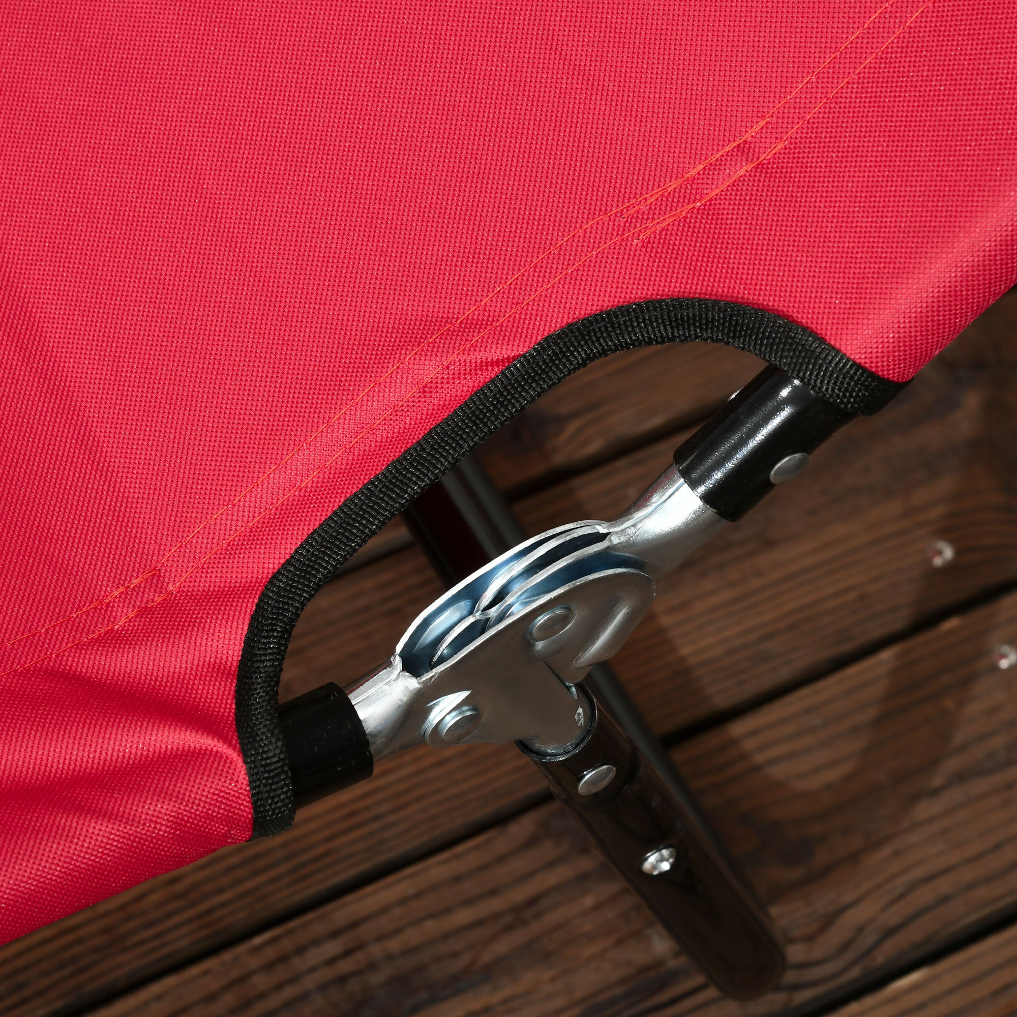Set of 2 Folding Outdoor Sun Loungers with 5-Position Adjustable Backrest - Wine Red