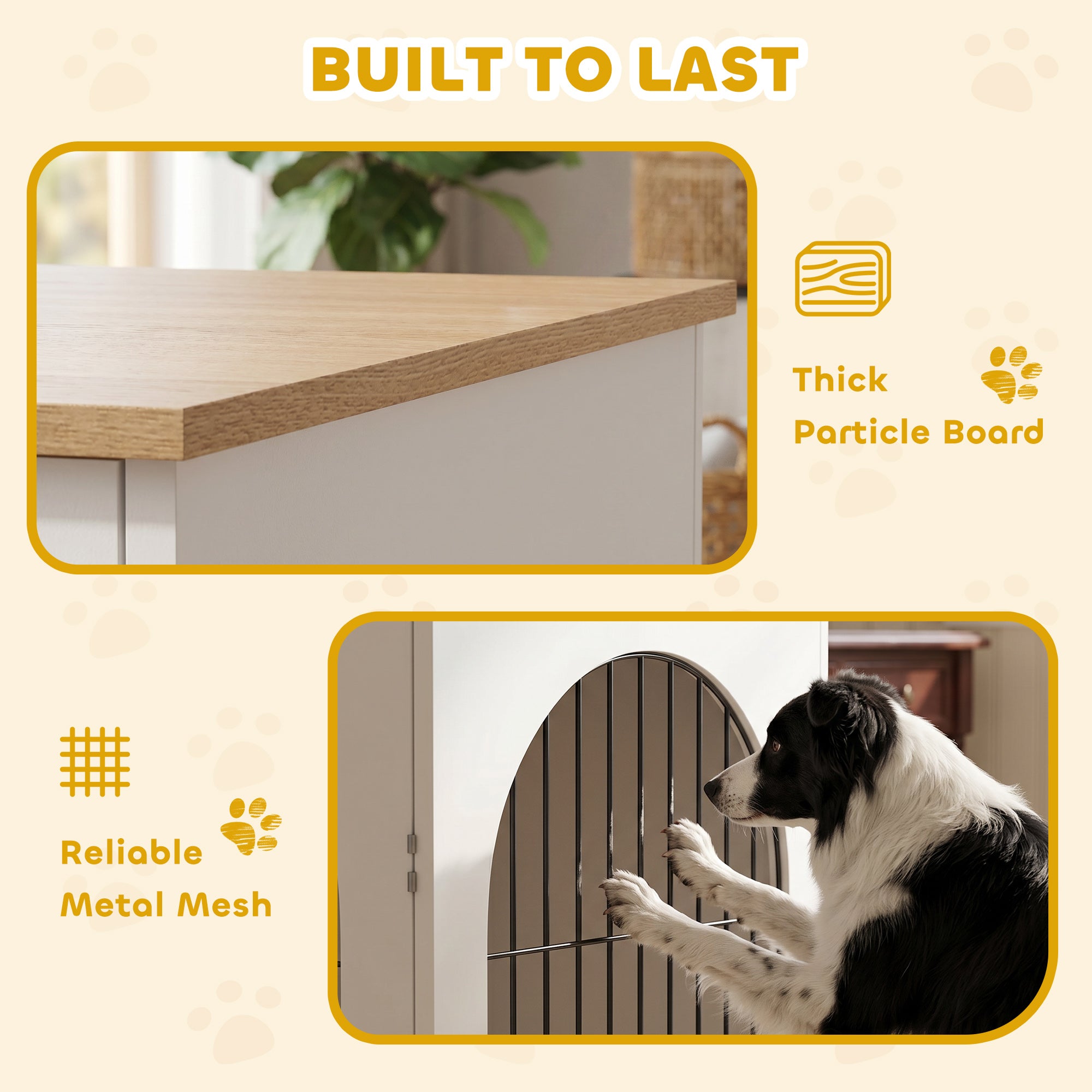 Dog Crate Furniture, Indoor Dog Cage with Double Doors for Large Breeds, Pet Kennel End Side Table