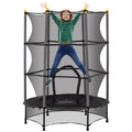 4.6FT Kids Trampoline with Safety Enclosure for Ages 3-10 - Black