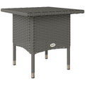 Rattan Outdoor Side Table with Durable Plastic Top - Grey