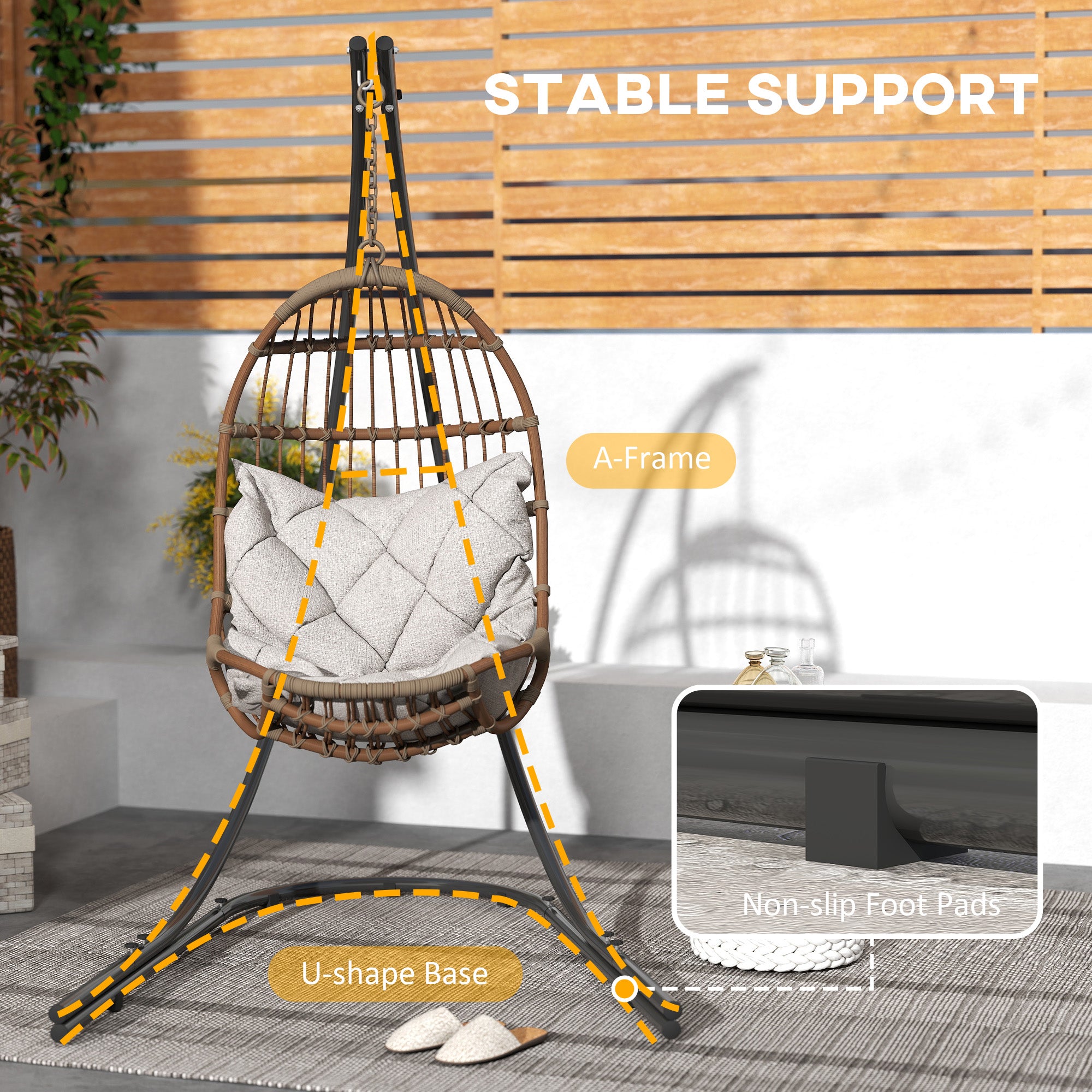 Heavy Duty Hammock Chair Stand with Extra Large Base - Black