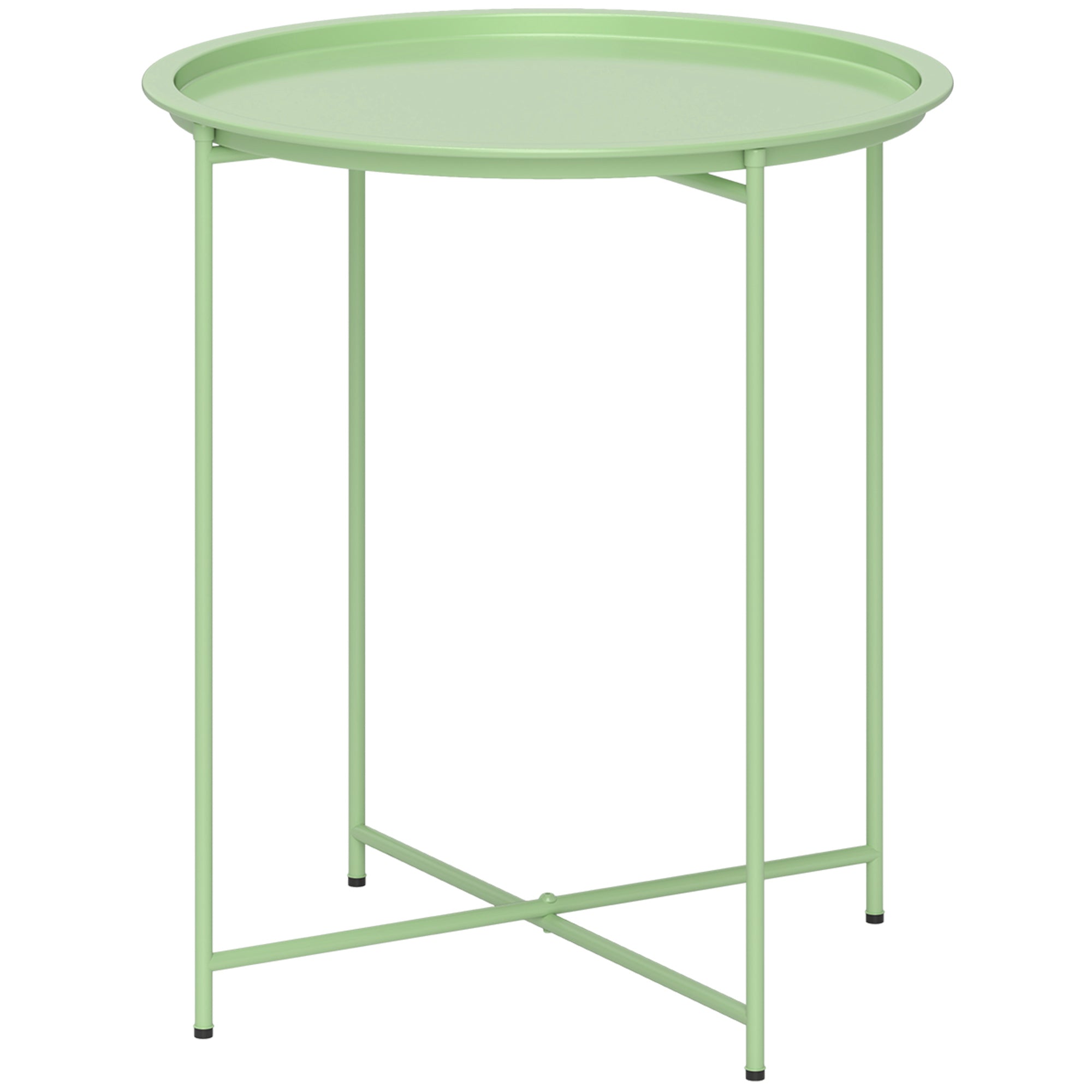 Steel Removable Tray Top Garden Table with Foldable Legs - Green