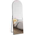 150cm Arched Full Length Mirror with Stand - Black