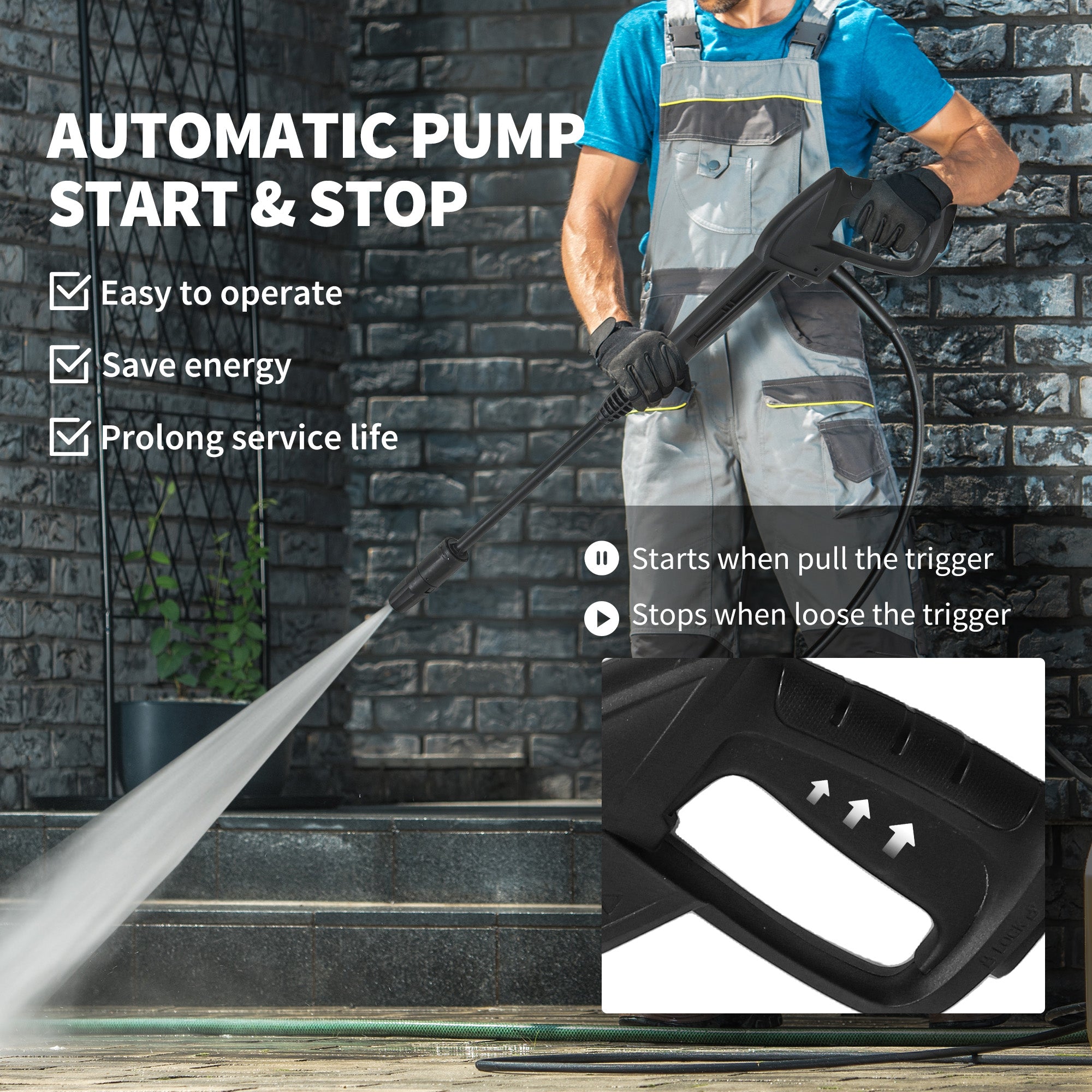 2200W High Pressure Washer, 170 Bar Pressure, 420 L/h Flow, Portable Electric Power Washer Jet Wash Cleaner with Adjustable Nozzle 6M Hose and Hose Reel for Home Patio Car Driveway