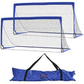 Set of 2 Foldable Football Goal Nets 6x3 ft with Carry Bags for Teens Adults - Blue