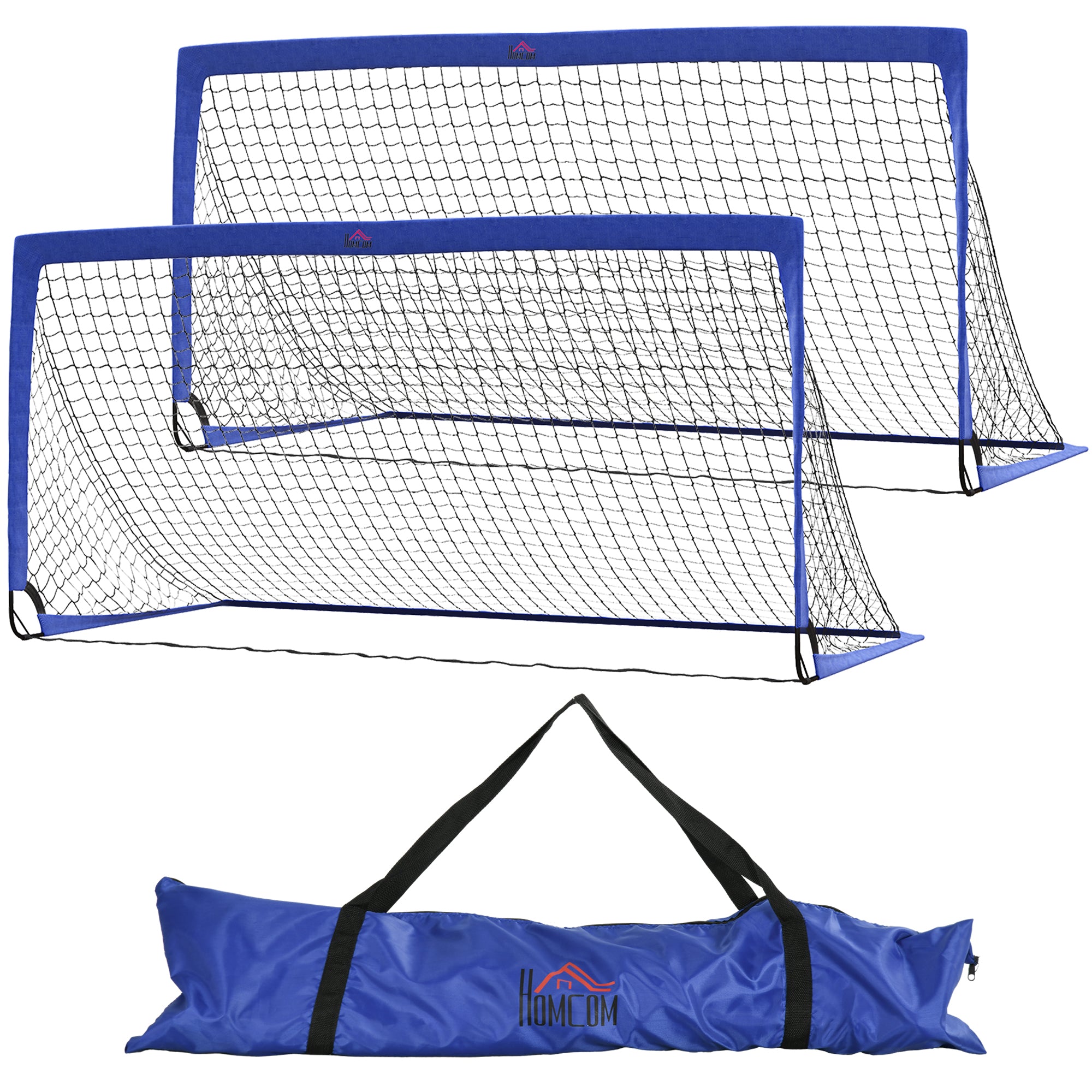 Set of 2 Football Goal Net 6 x 3 ft Foldable Outdoor Sport Training Teens Adults Football with Carrying Bag Blue