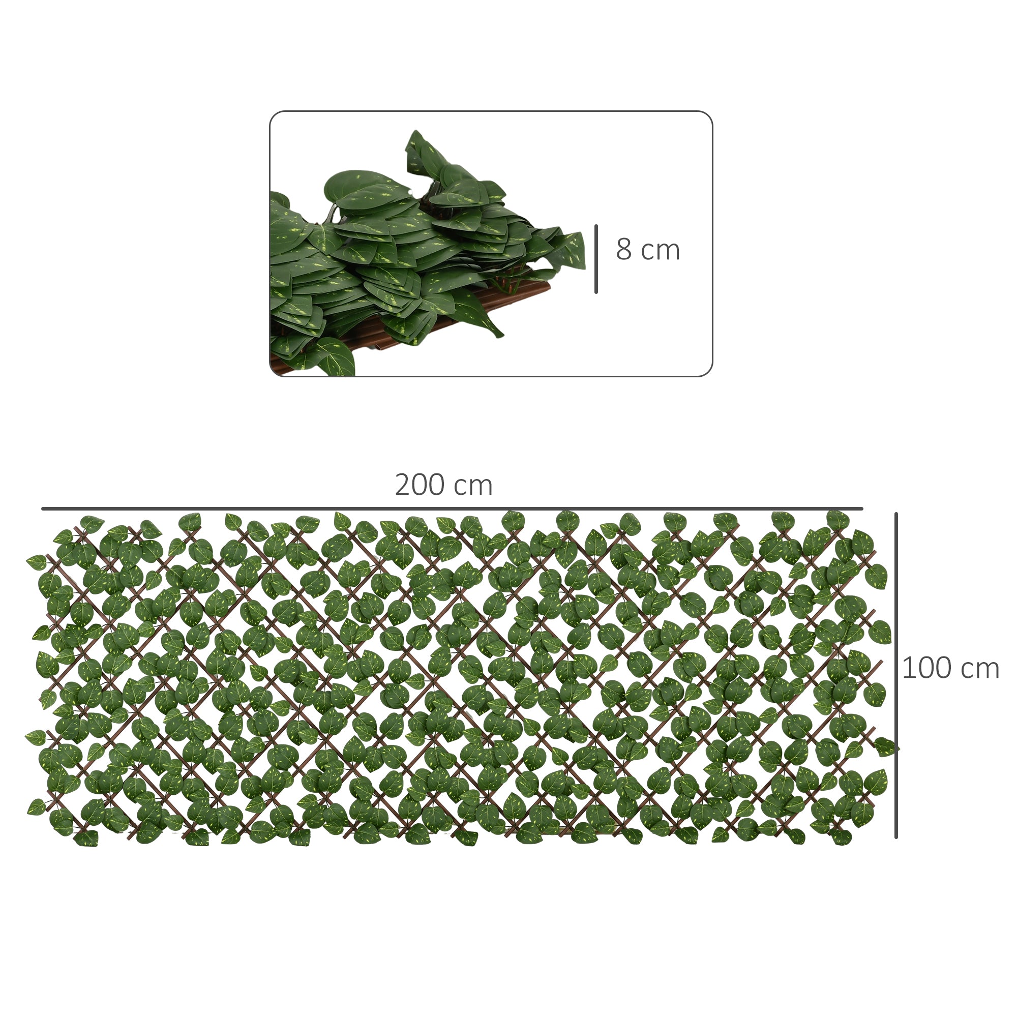 Set of 2 Expandable Artificial Trellis Hedges – Realistic Leaf Privacy Screen, 2 x 1 m