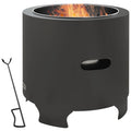 45cm Portable Smokeless Wood Burning Fire Pit with Poker for Garden & Camping - Black