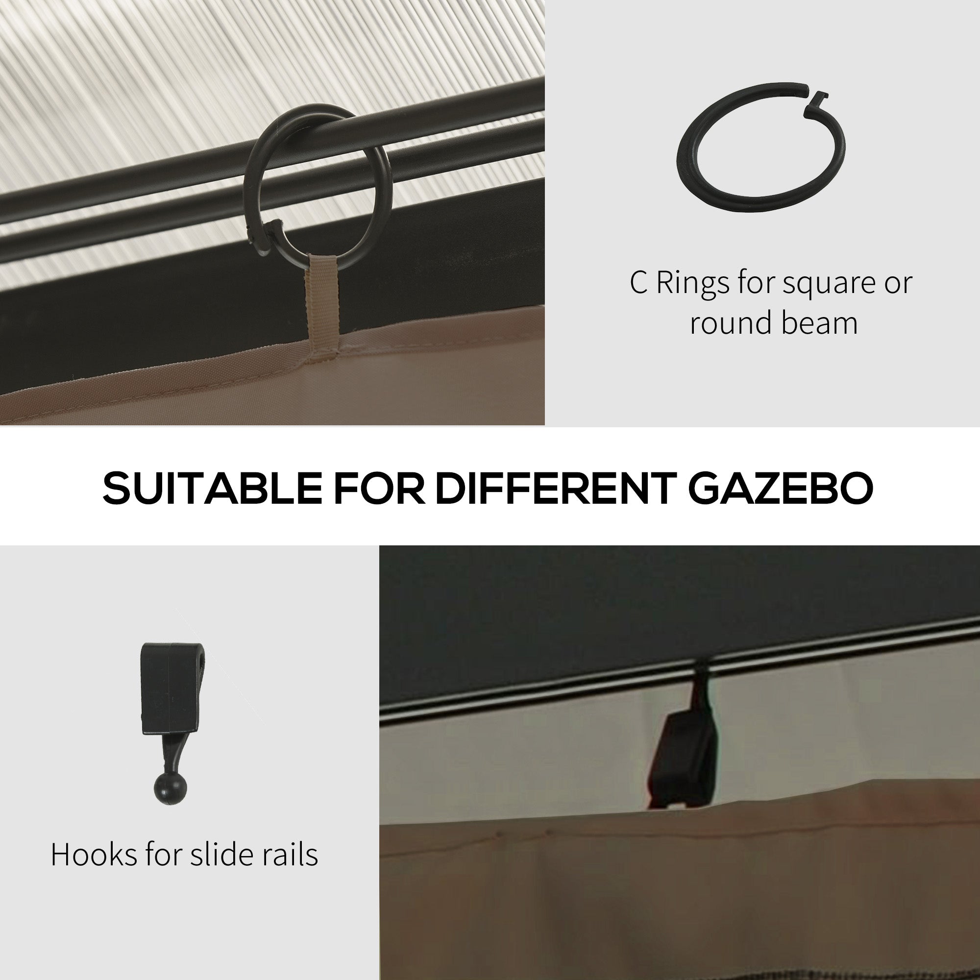 Set of Four Polyester Gazebo Replacement Walls 3x4m - Dark Brown