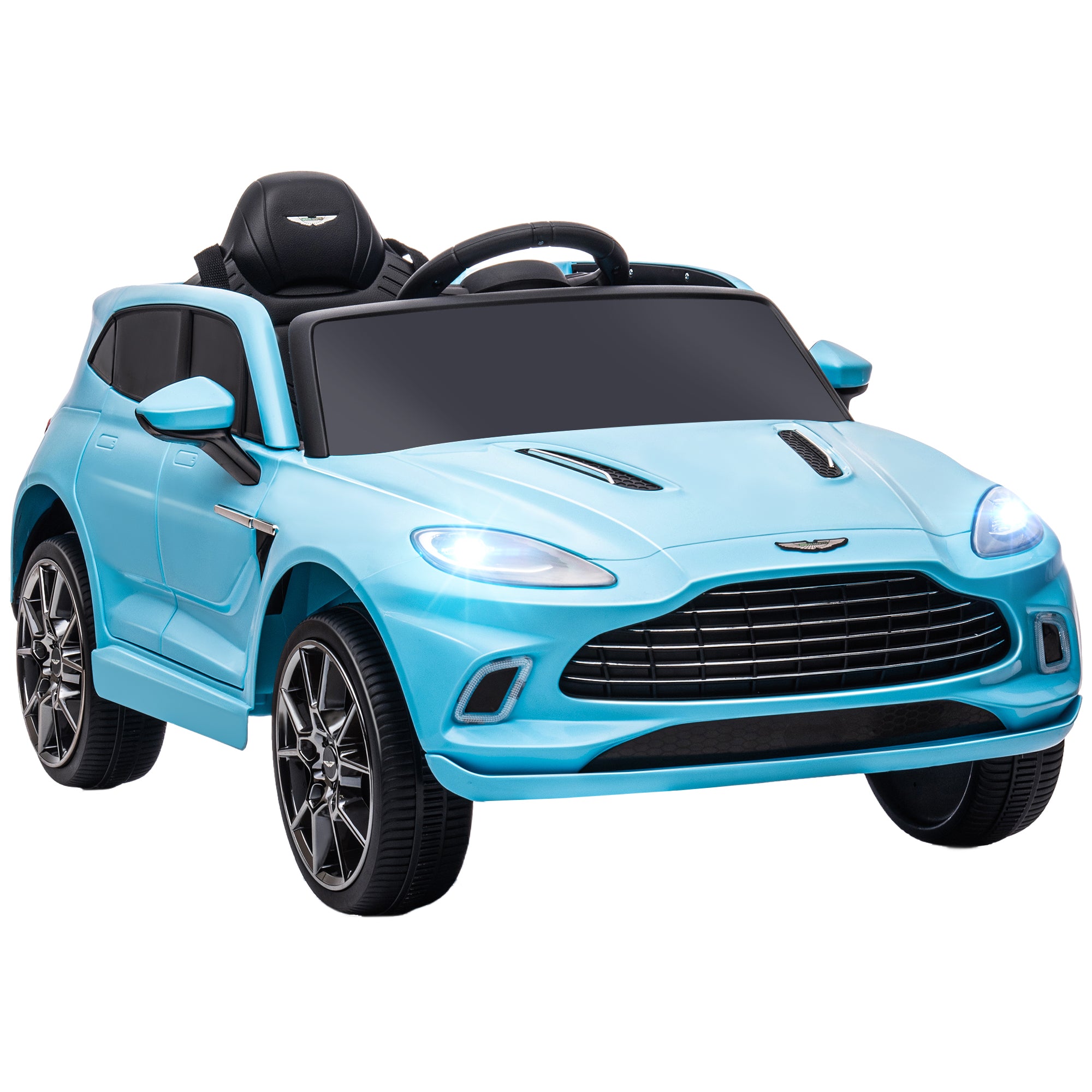 Aston Martin DBX Licensed Battery Powered Kids Electric Car, 12V Kids Ride on Car w/ Lights, Music Horn, Blue