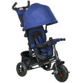 6 in 1 Kids Trike Push Bike with Canopy, 5-Point Safety Belt, Storage & Brake for Ages 1-5 - Blue