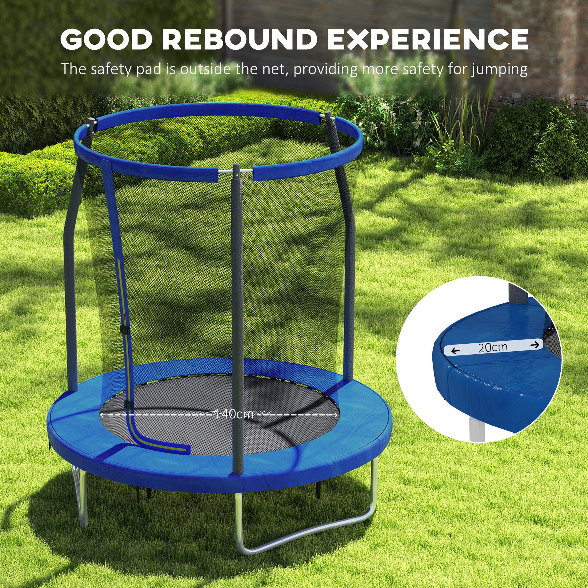 6ft Trampoline with Safety Enclosure Net, Steel Frame Outdoor Trampoline, with Edge, Safety Cover