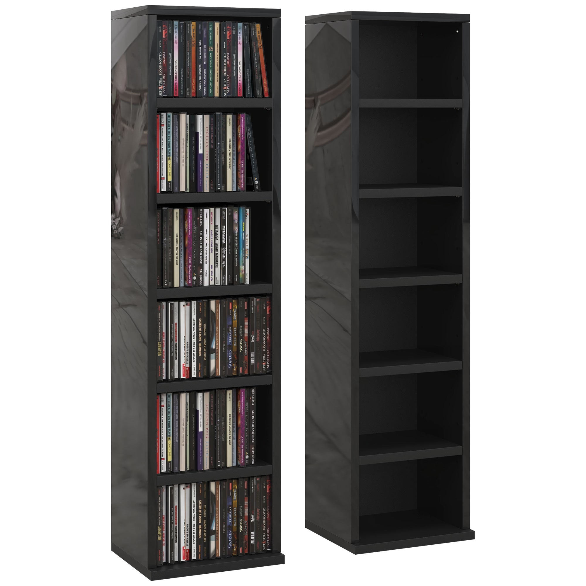 Set of Two 102 CD Storage Units - High Gloss Black