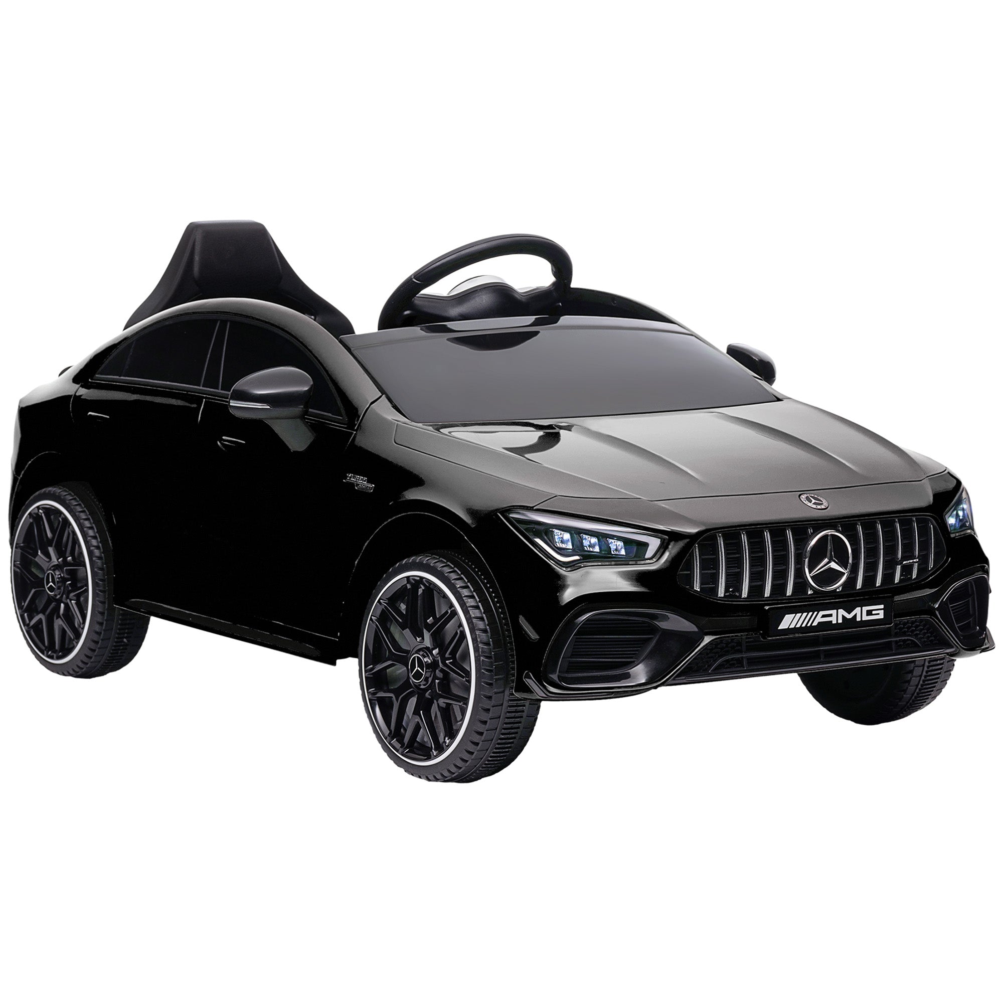 Mercedes-Benz AMG CLA 45 Licensed 12V Kids Electric Car Ride on Car w/ Remote, Suspension Lights Music Horn - Black