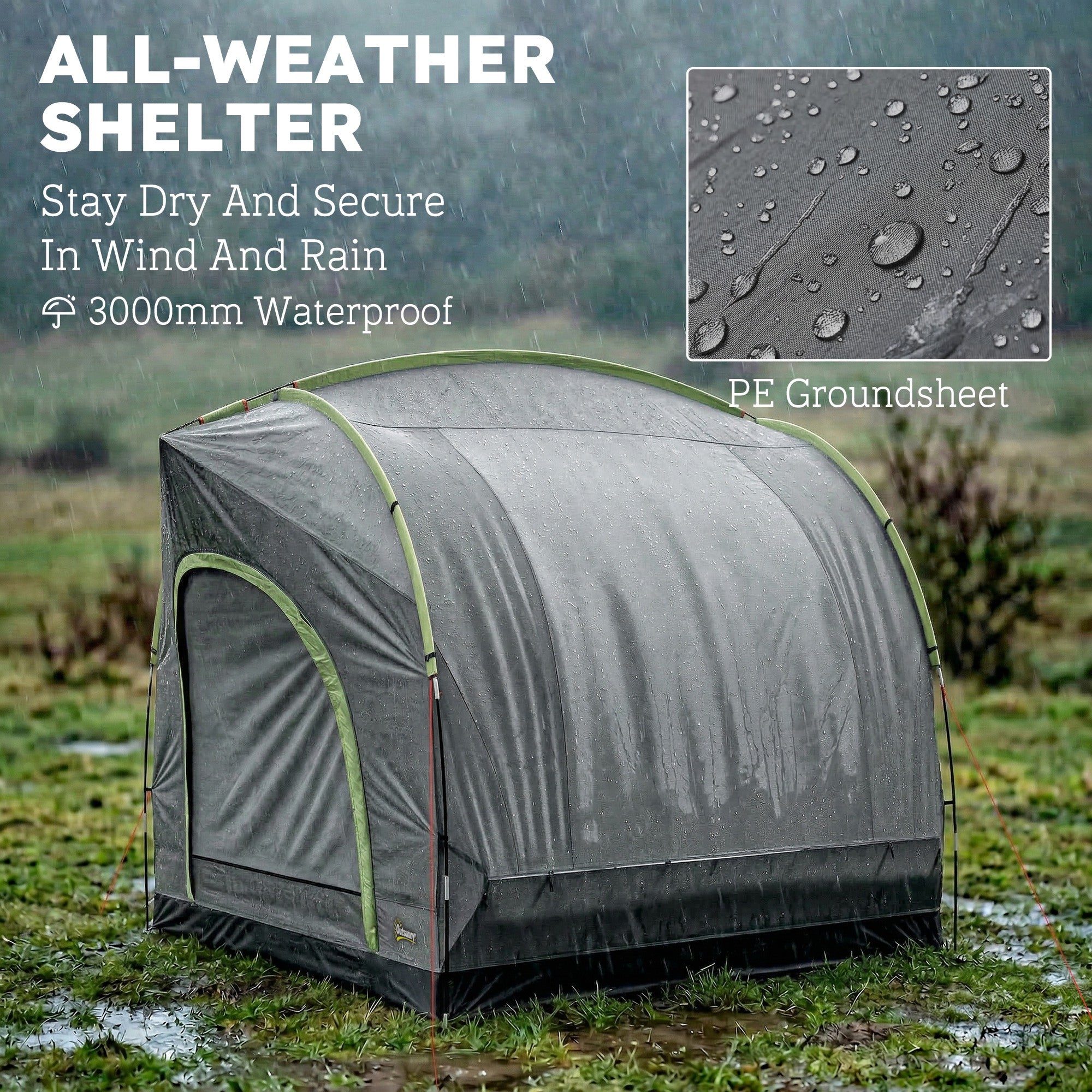 Car Tent with 2.35m Stand-Up Height, 3000mm Waterproof Tailgate Tent with Mesh Windows for Family Camping Travelling