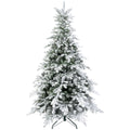 5ft Bushy Snow-Flocked Artificial Christmas Tree with Warm White LED Lights - Green