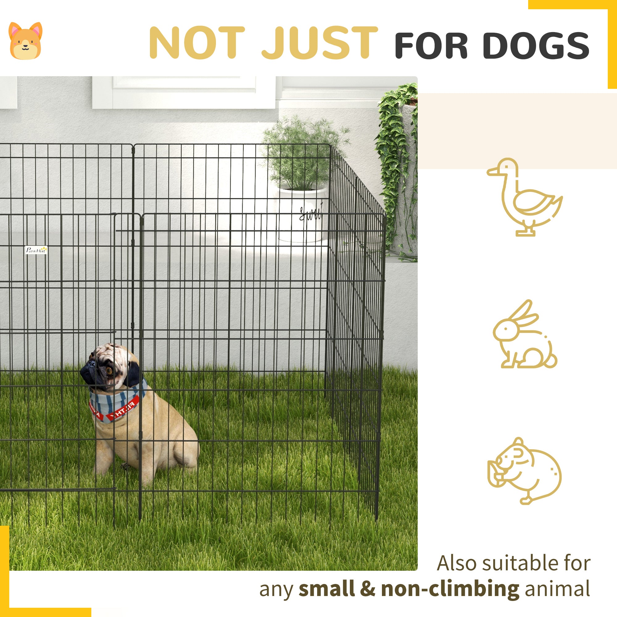 8 Panel DIY Dog Pen with Door, for Dogs, Small Animals, Indoor/Outdoor Use, 91cm High