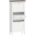 Shoe Cabinet with 3 Flip Drawers, Farmhouse Narrow Shoe Storage Cabinet with Adjustable Shelves, White