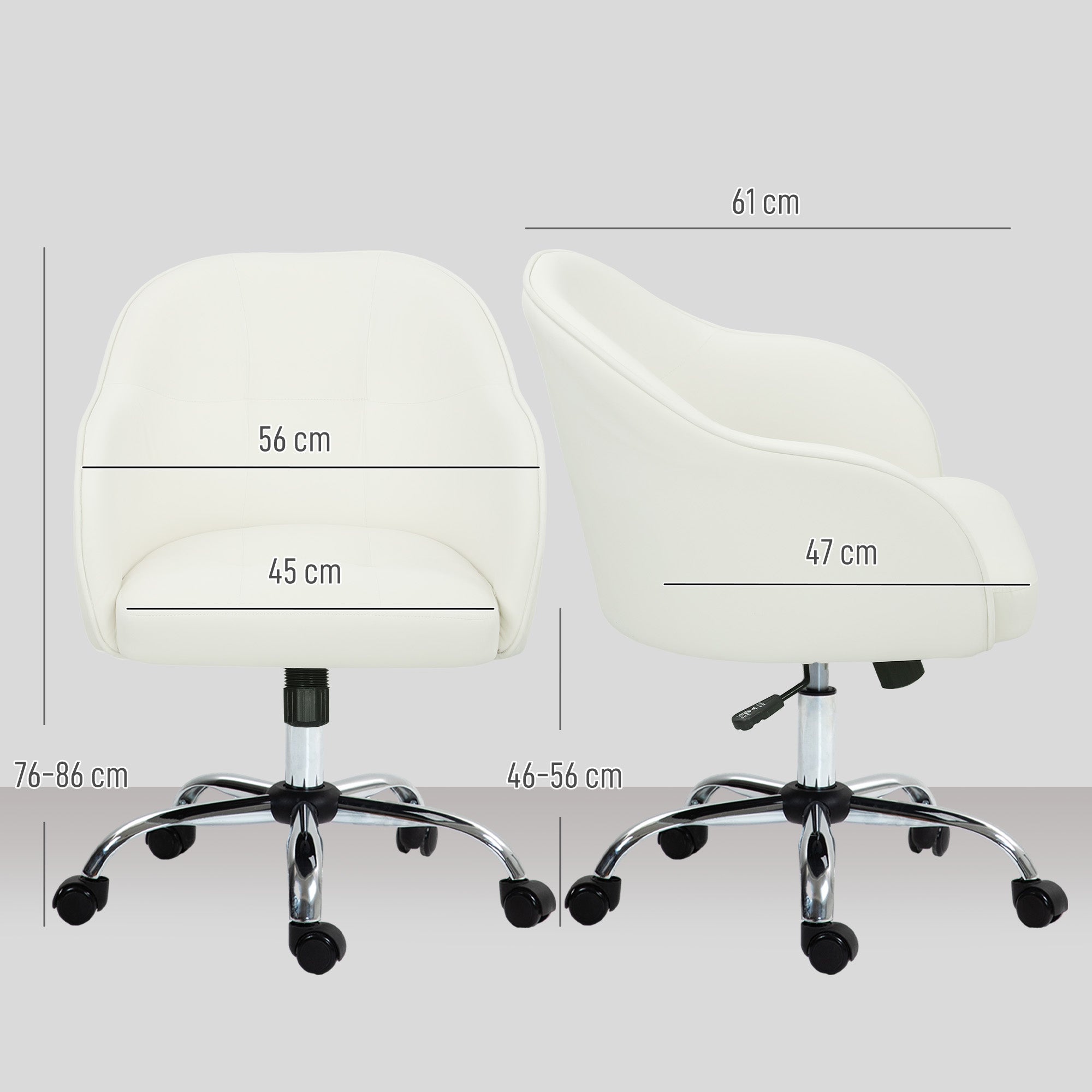 46-56 cm Velvet-feel Office Chair - Cream