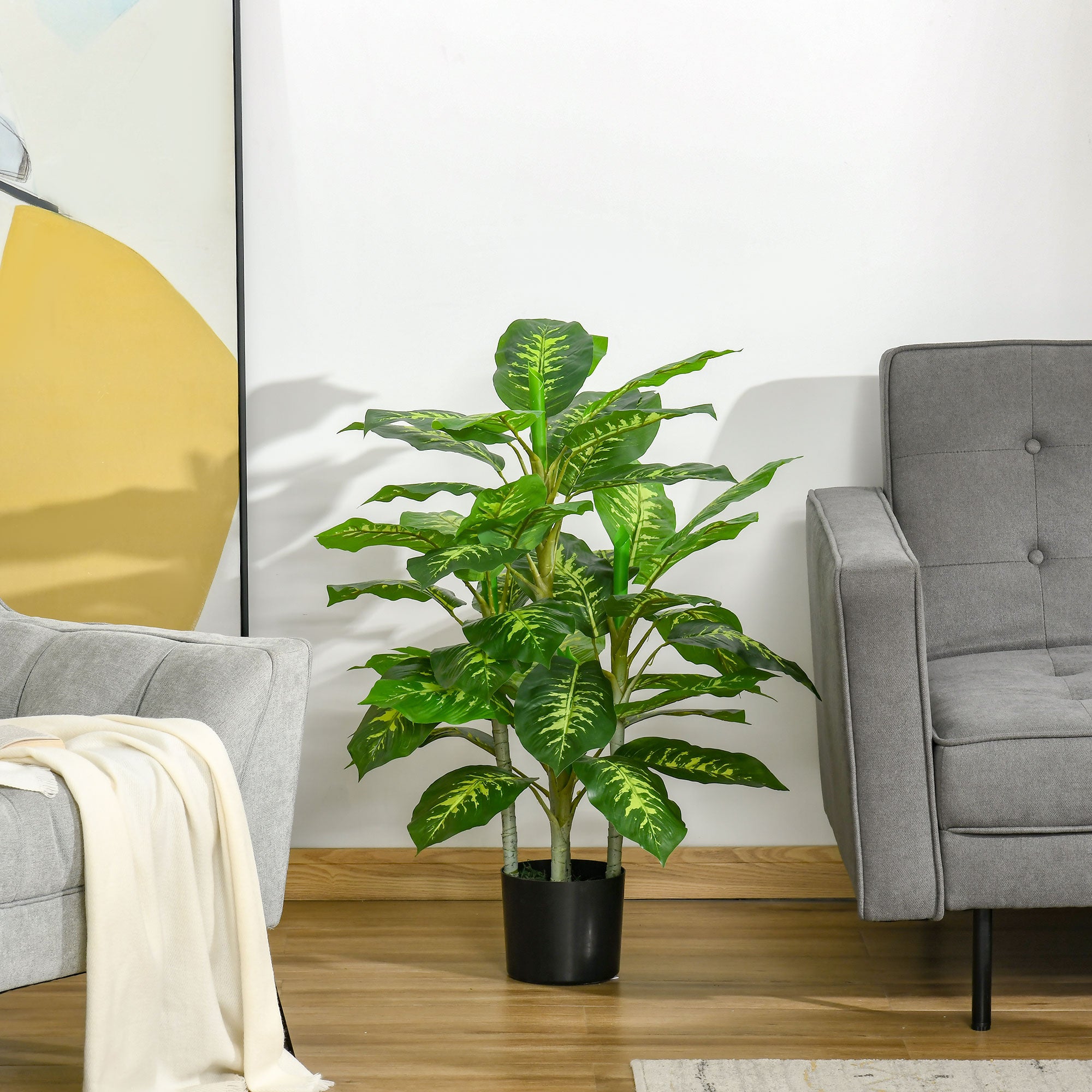 Set of 2 Artificial Evergreen Trees in Nursery Pots for Indoor Outdoor Décor - Green