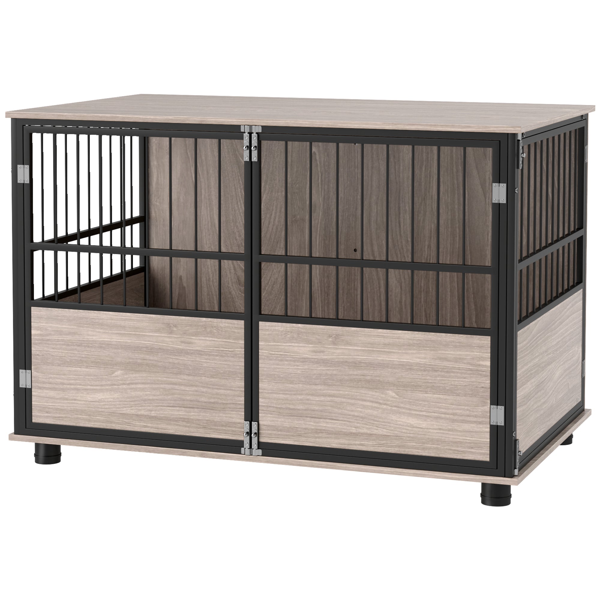 100cm Furniture Style Dog Crate Dog Cage End Table Indoor with 3 Doors Soft Washable Cushion, for Large Sized Dogs