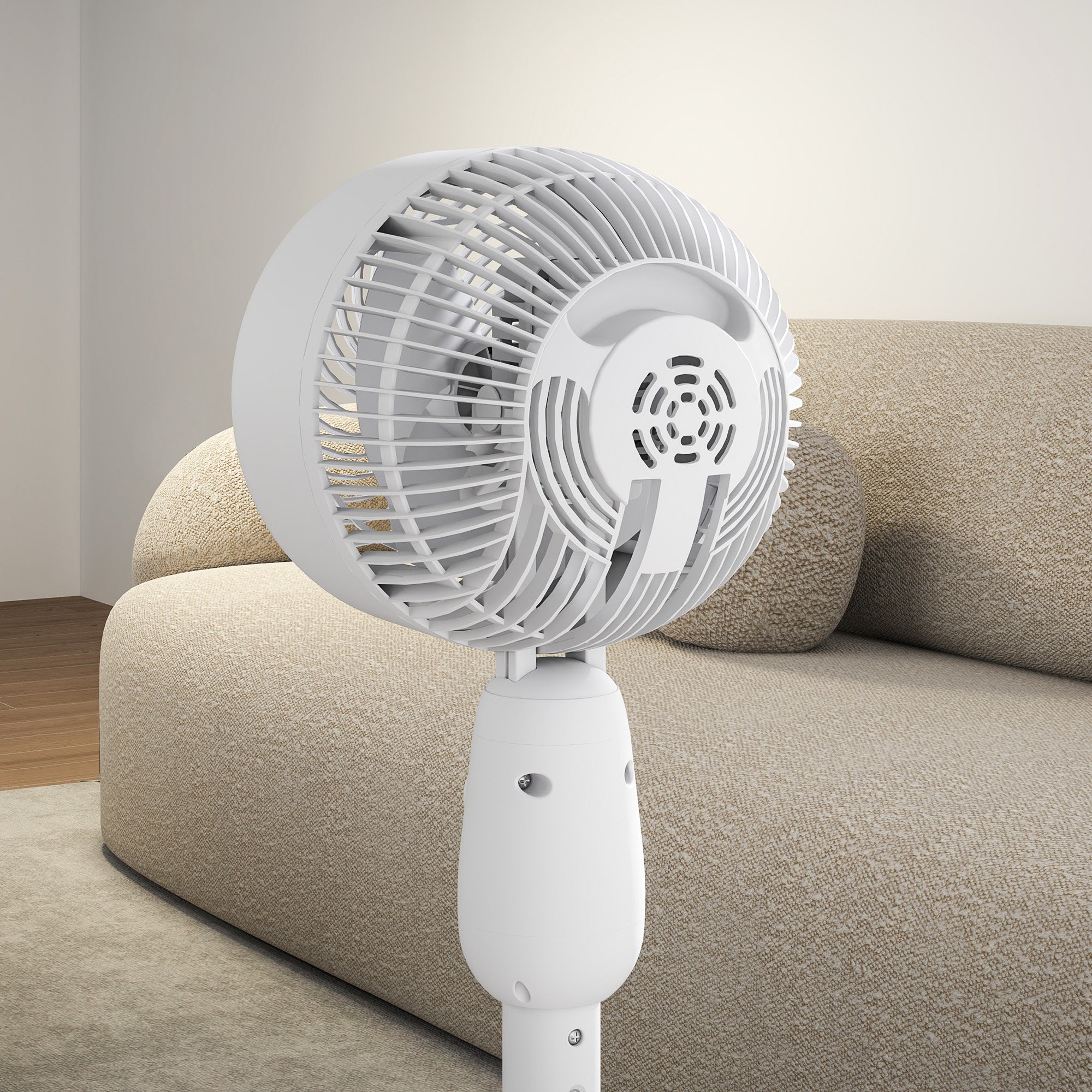 Pedestal Fan, Powerful Air Circulator, 12 Inch Floor Standing Fan with 3 Speed Settings, Oscillating Function for Bedroom, Home and Office, White
