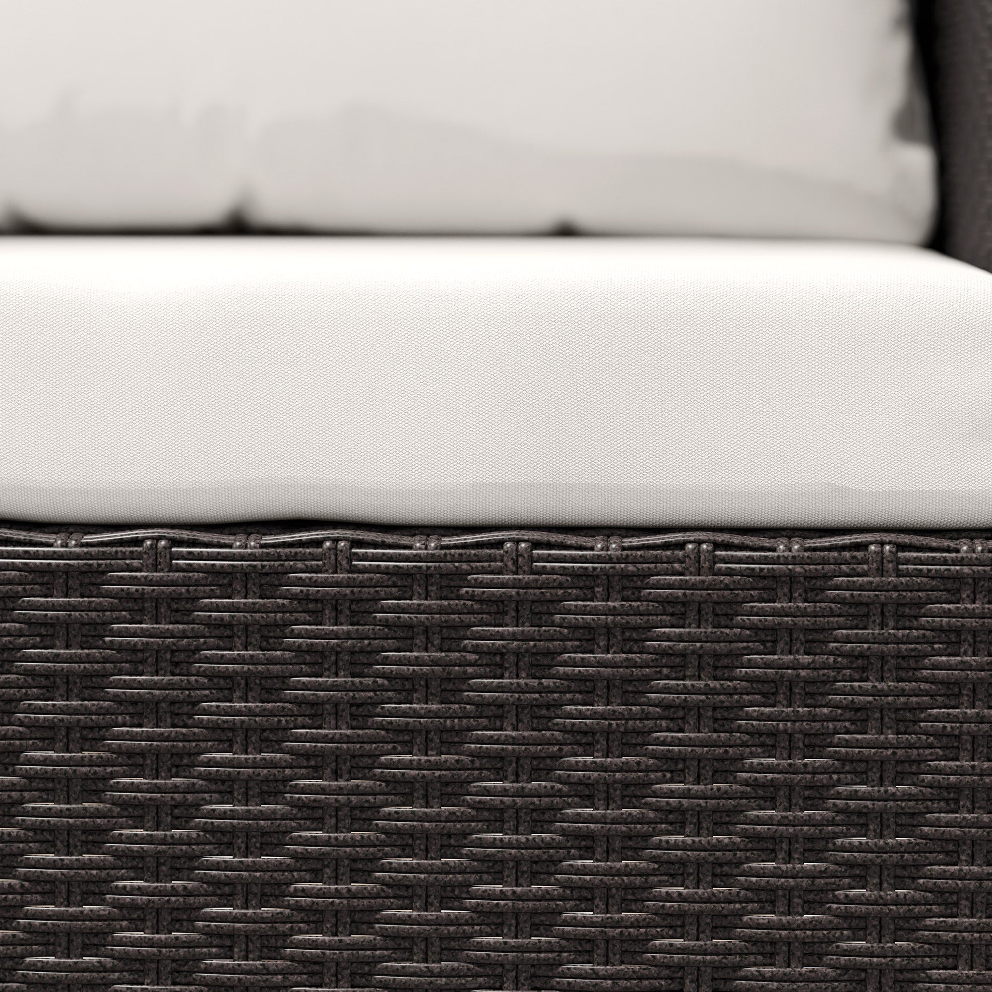 3 Piece Rattan Bistro Set with Cushions and Glass Table - Brown