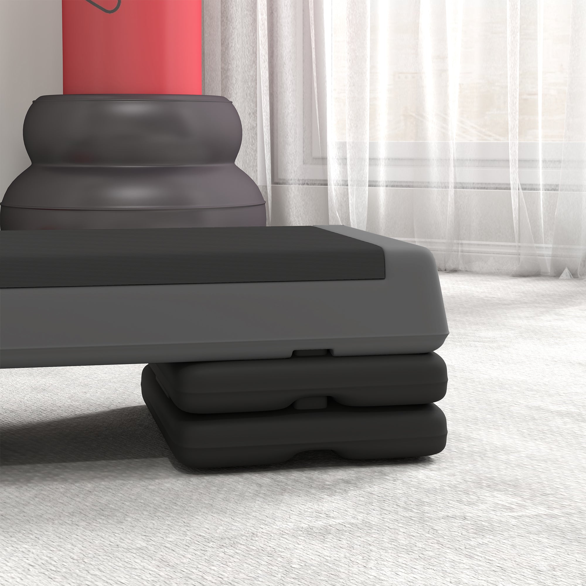 Adjustable Fitness Stepper with Non-Slip Surface 3 Height Levels for Home Gym - Grey