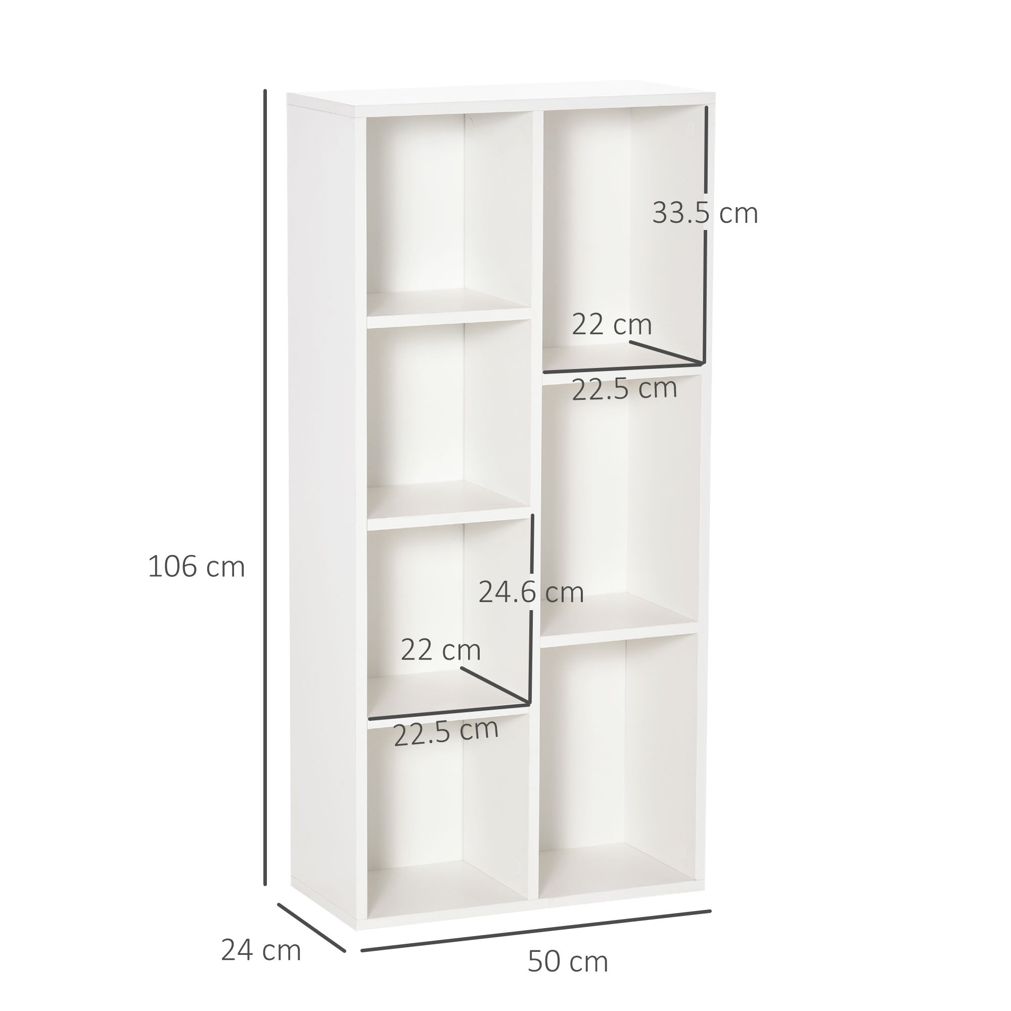 Seven-Cube Bookcase - White Wood Effect