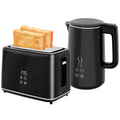 1.5L 3000W Fast Boil Kettle and 2-Slice Toaster Set with 7 Browning Levels, Defrost & Reheat - Black