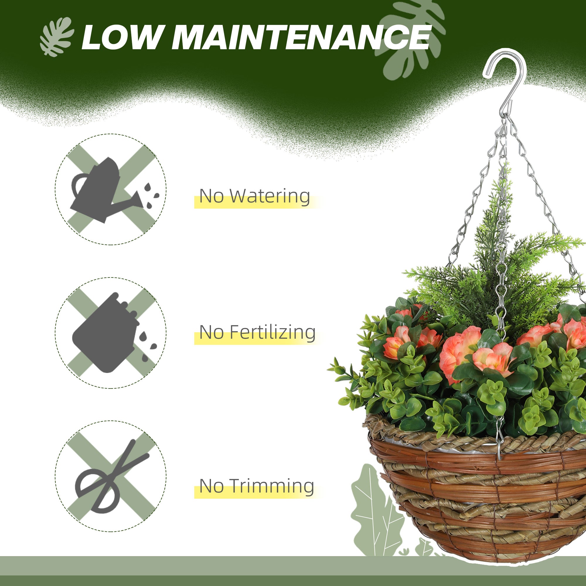 Set of Two Hanging Lisianthus Flower Pots - Orange/Green