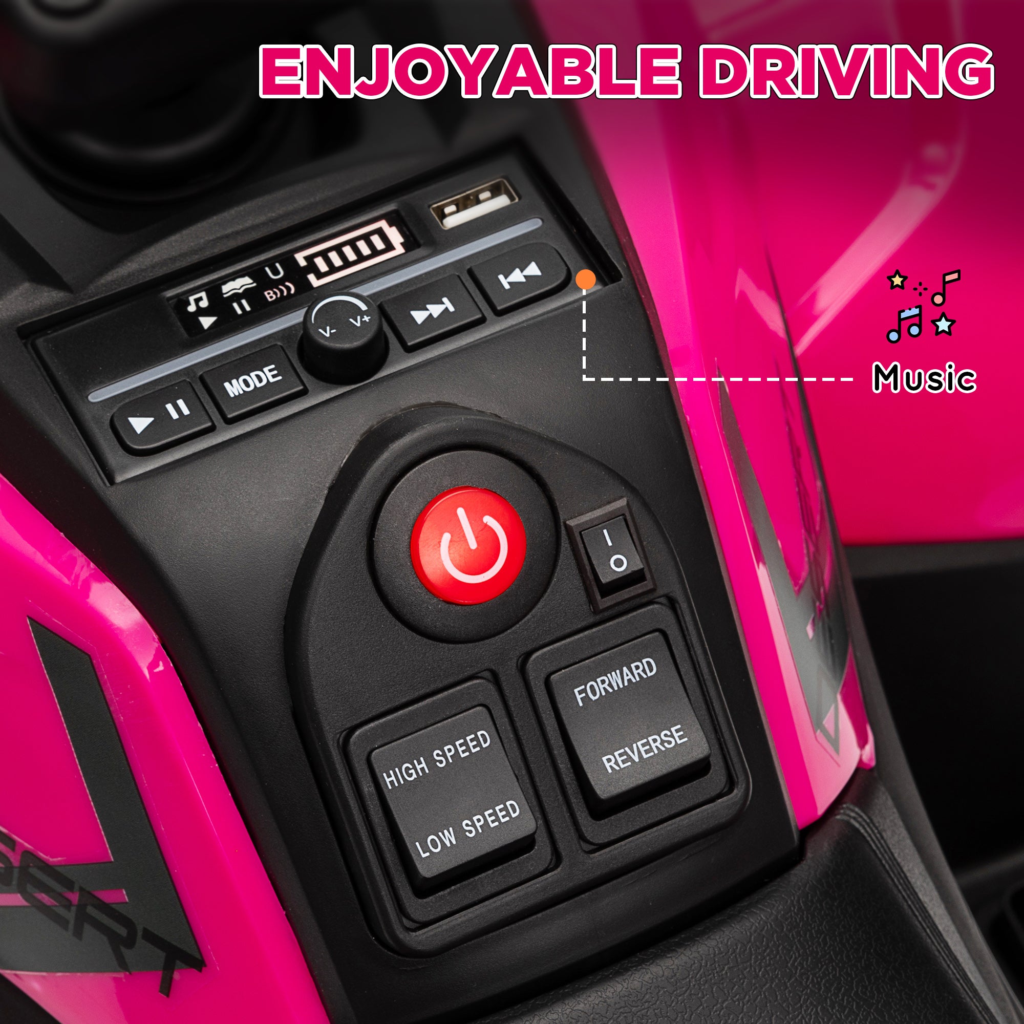 12V Kids Electric Ride on ATV, Battery Powered Quad Bike w/ Spring Suspension, Forward Backward, Storage Basket - Pink