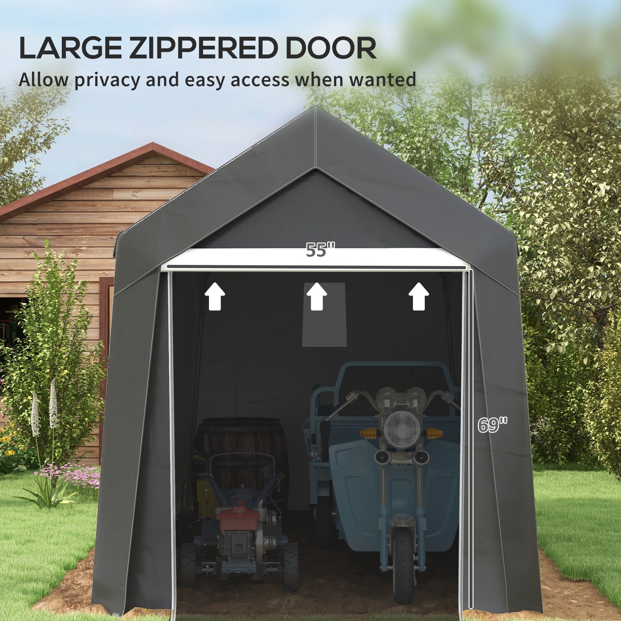 3.6 x 2.1m Portable Outdoor Shed, with Window - Dark Grey